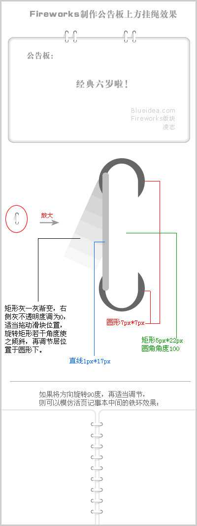 Fireworks轻松制作公告栏挂绳教程