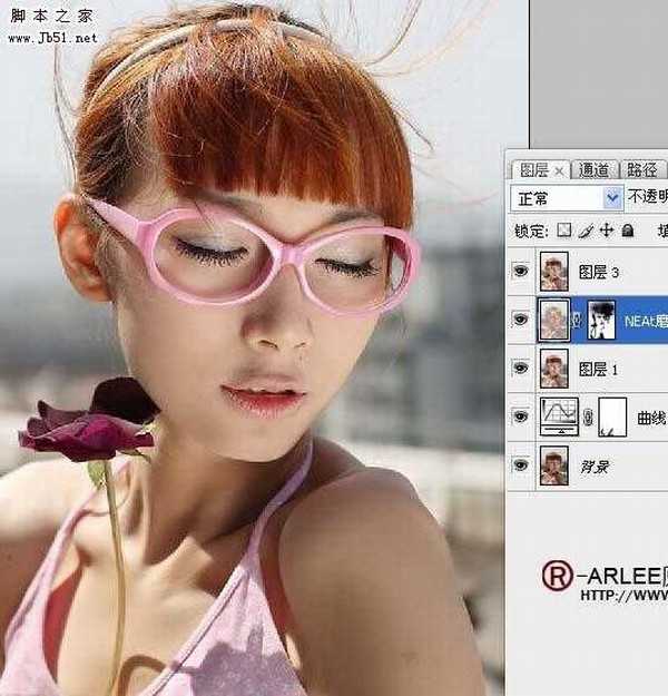 Photoshop 人物甜美的淡紫色