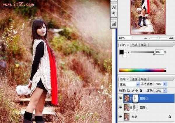 Photoshop 外景美女图片金色梦幻色调实现方法