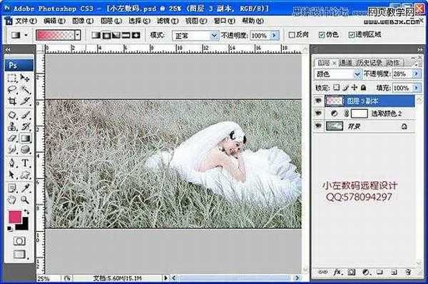 Photoshop将草地美女婚纱图片调制出唯美梦幻色调