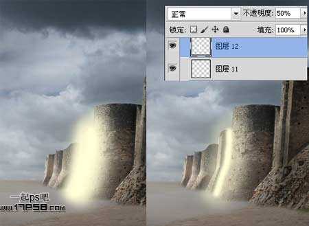 photoshop合成制作出神秘的暗夜光线沙漠中的城堡