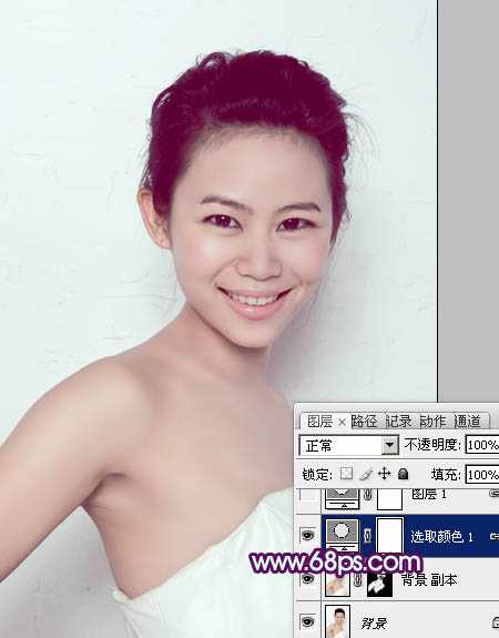 Photoshop为人像图片调制出甜美的质感淡青色效果