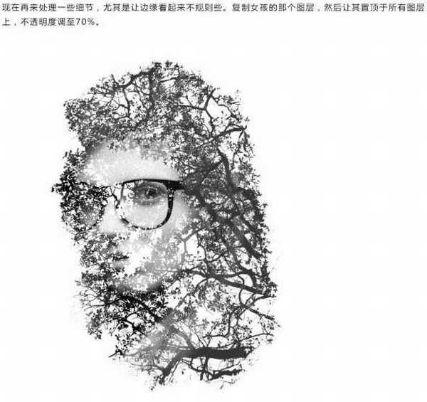 Photoshop快速将人物与树木合成制作出双重曝光效果