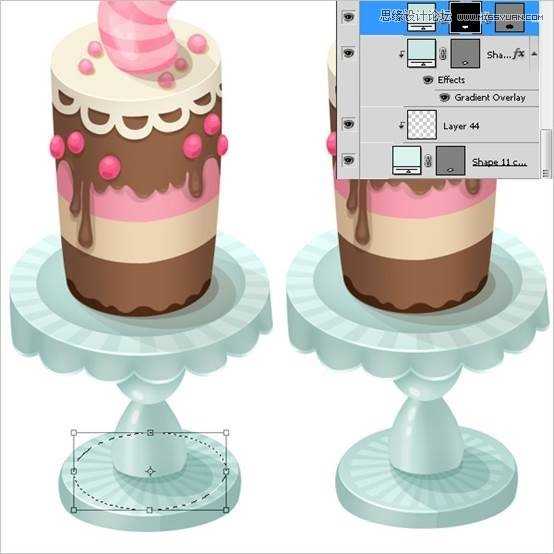 Photoshop绘制甜美精致的巧克力蛋糕教程