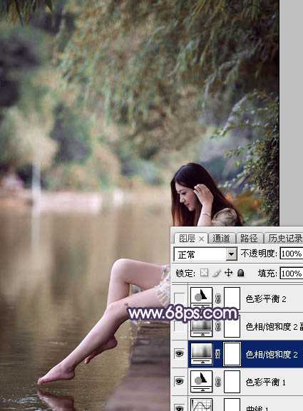 Photoshop为美女加上唯美的暗调蓝紫色