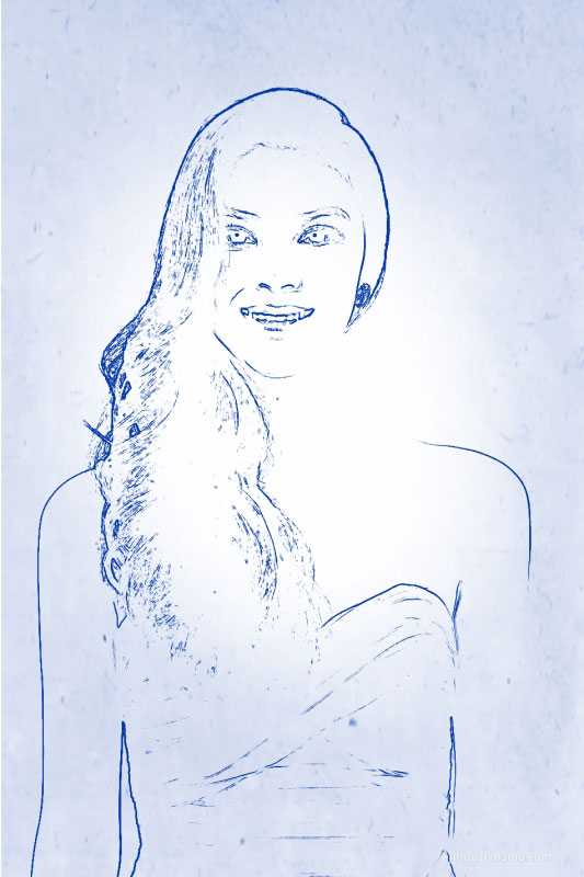 ps如何把普通人物照片变成圆珠笔画效果?