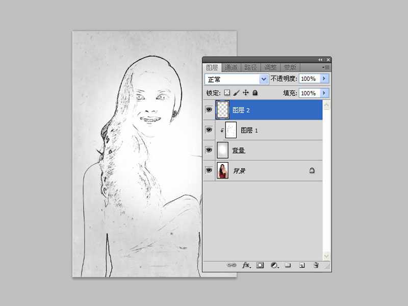 ps如何把普通人物照片变成圆珠笔画效果?