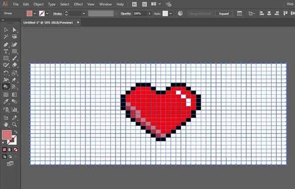 ai怎么绘制像素效果的爱心矢量图?