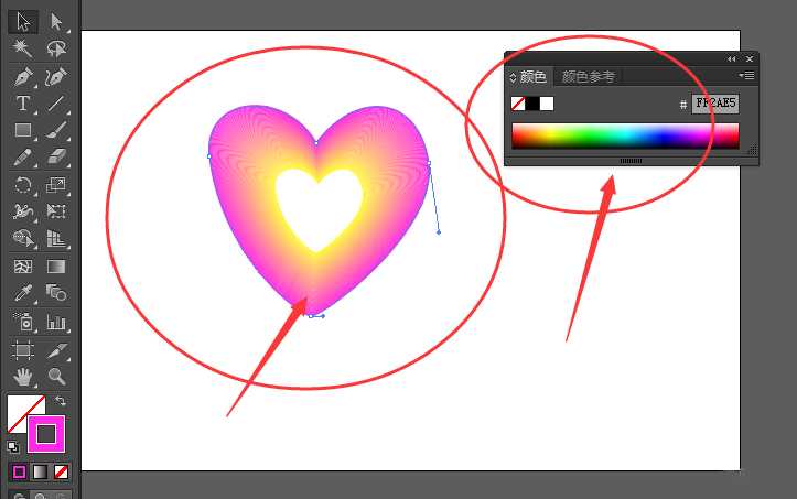 ai怎么设计一款绚丽多彩的心形图案?