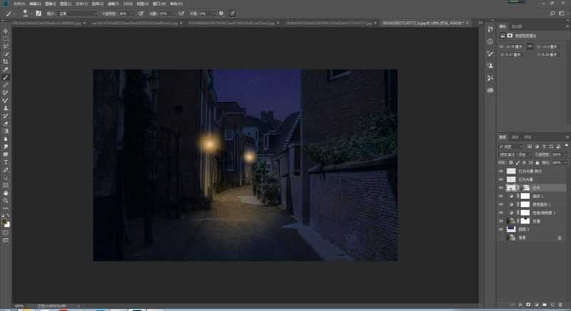 如何使用PS将白天的街道照片快速变成夜晚路灯效果