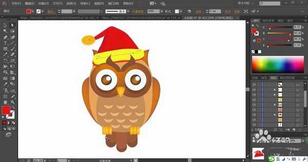 ai怎么设计戴圣诞帽的猫头鹰? ai猫头鹰的画法