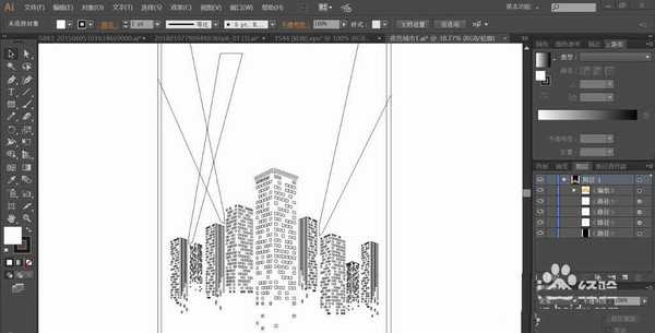 ai怎么手绘扁平化城市夜景灯光秀背景图插画?