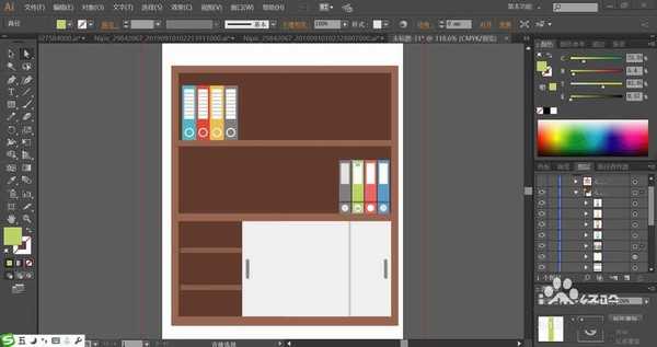 ai怎么手绘立体的置物柜? ai书柜插画画法